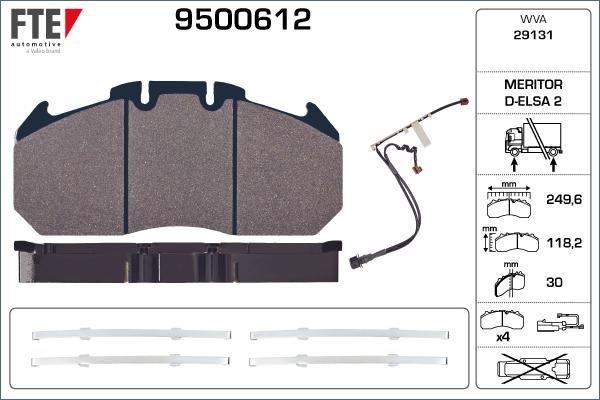 FTE 9500612 - Brake Pad Set, disc brake autospares.lv