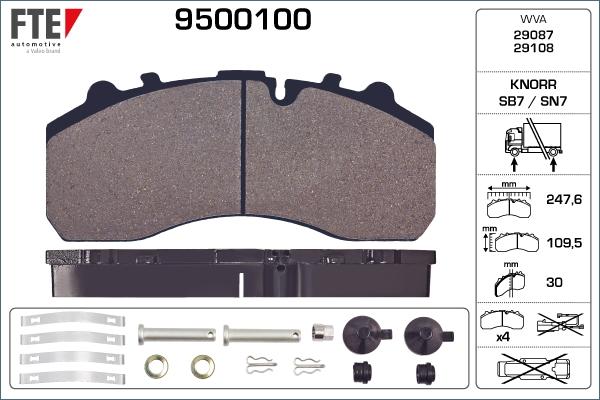 FTE 9500100 - Brake Pad Set, disc brake autospares.lv