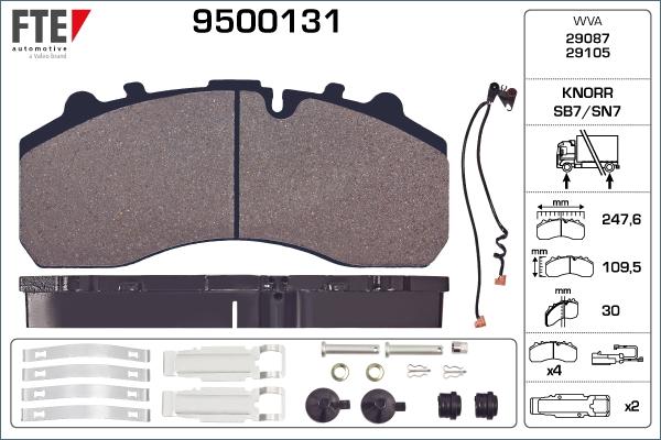 FTE 9500131 - Brake Pad Set, disc brake autospares.lv