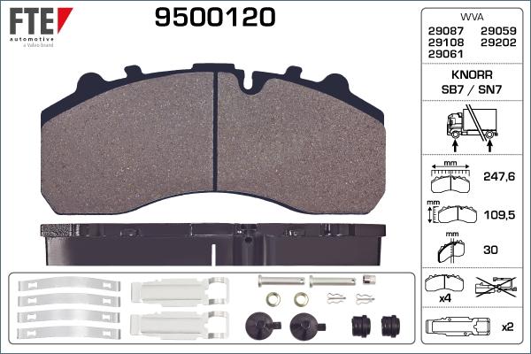 FTE 9500120 - Brake Pad Set, disc brake autospares.lv