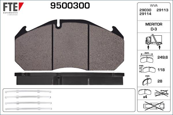 FTE 9500300 - Brake Pad Set, disc brake autospares.lv