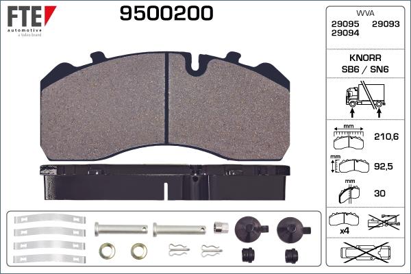 FTE 9500200 - Brake Pad Set, disc brake autospares.lv