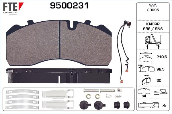 FTE 9500231 - Brake Pad Set, disc brake autospares.lv