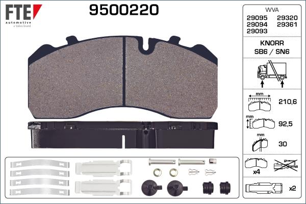FTE 9500220 - Brake Pad Set, disc brake autospares.lv