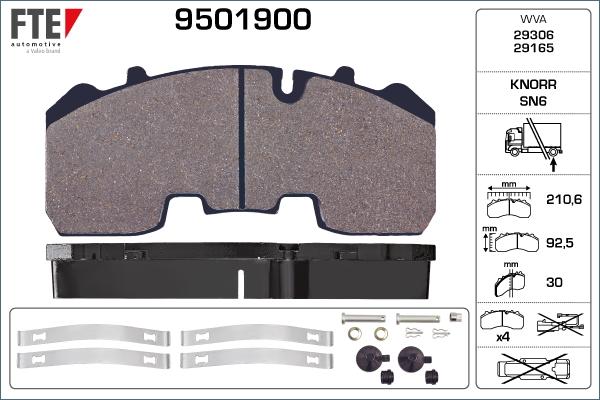 FTE 9501900 - Brake Pad Set, disc brake autospares.lv