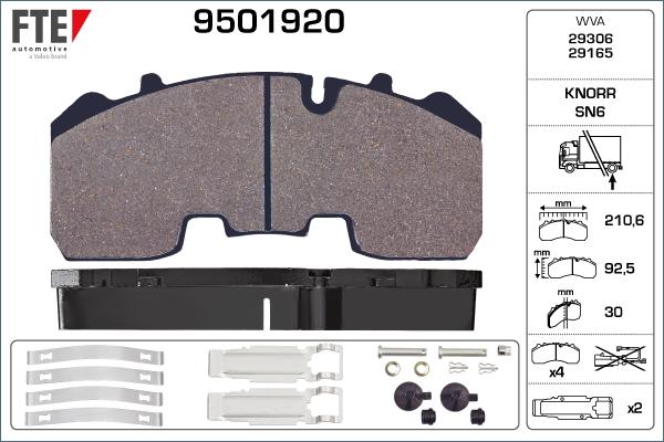 FTE 9501920 - Brake Pad Set, disc brake autospares.lv