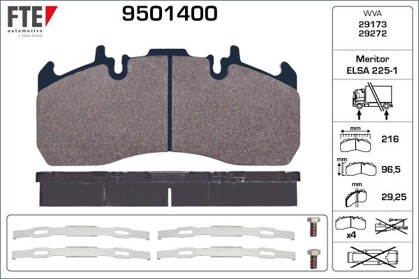 FTE 9501400 - Brake Pad Set, disc brake autospares.lv