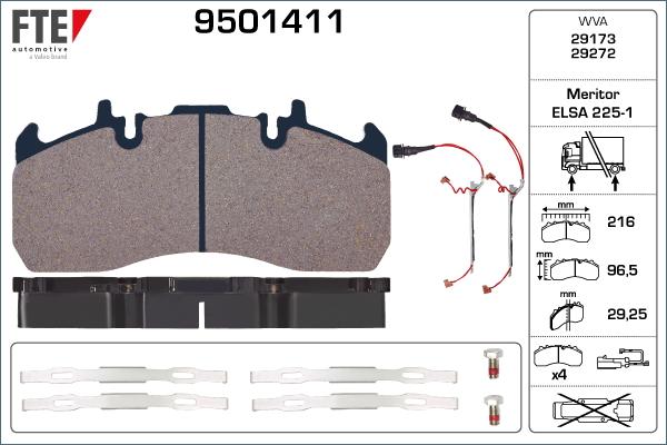 FTE 9501411 - Brake Pad Set, disc brake autospares.lv