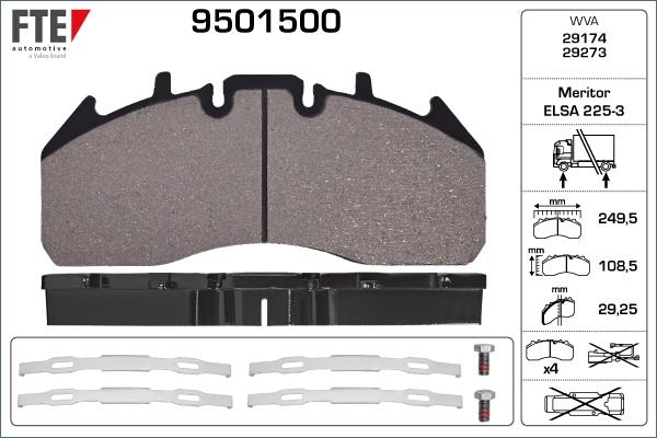 FTE 9501500 - Brake Pad Set, disc brake autospares.lv