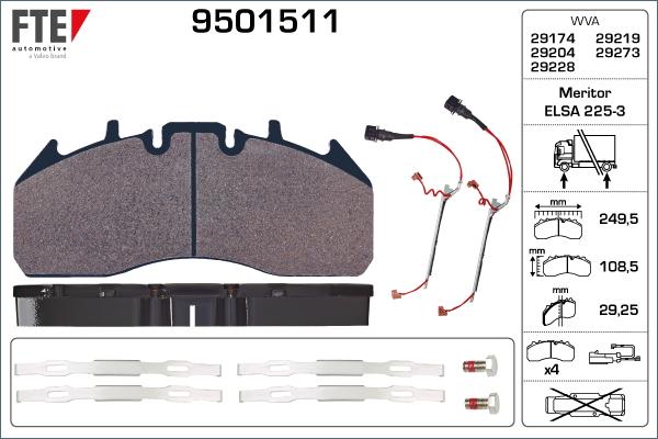 FTE 9501511 - Brake Pad Set, disc brake autospares.lv