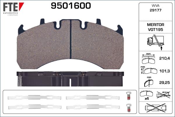 FTE 9501600 - Brake Pad Set, disc brake autospares.lv