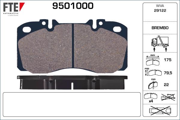 FTE 9501000 - Brake Pad Set, disc brake autospares.lv