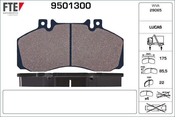 FTE 9501300 - Brake Pad Set, disc brake autospares.lv