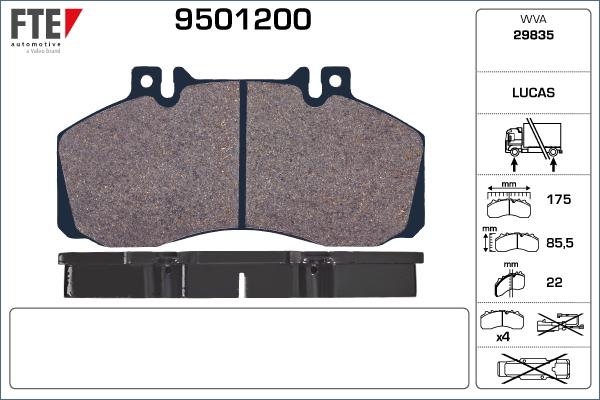 FTE 9501200 - Brake Pad Set, disc brake autospares.lv