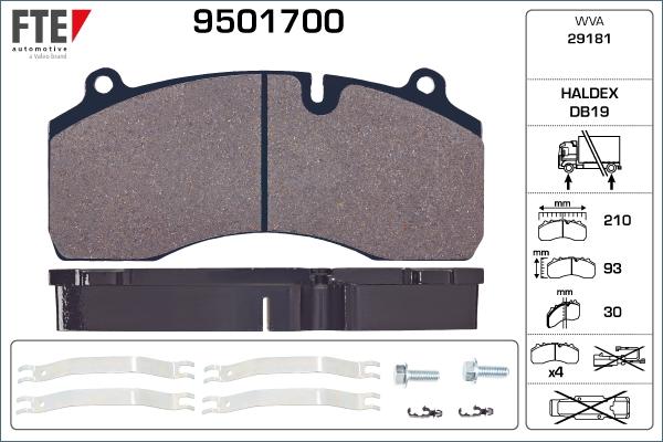 FTE 9501700 - Brake Pad Set, disc brake autospares.lv