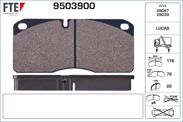 FTE 9503900 - Brake Pad Set, disc brake autospares.lv