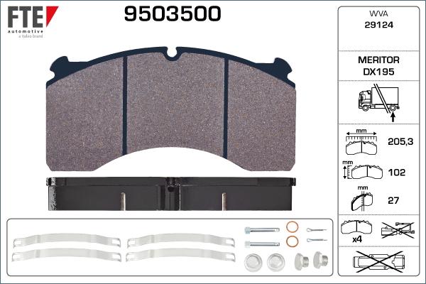 FTE 9503500 - Brake Pad Set, disc brake autospares.lv