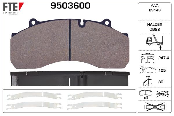 FTE 9503600 - Brake Pad Set, disc brake autospares.lv