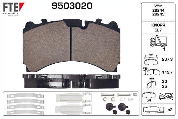 FTE 9503020 - Brake Pad Set, disc brake autospares.lv
