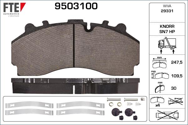 FTE 9503100 - Brake Pad Set, disc brake autospares.lv