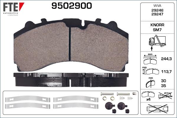 FTE 9502900 - Brake Pad Set, disc brake autospares.lv