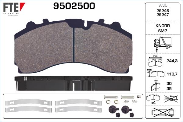 FTE 9502500 - Brake Pad Set, disc brake autospares.lv