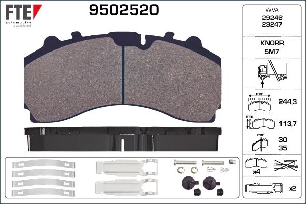 FTE 9502520 - Brake Pad Set, disc brake autospares.lv