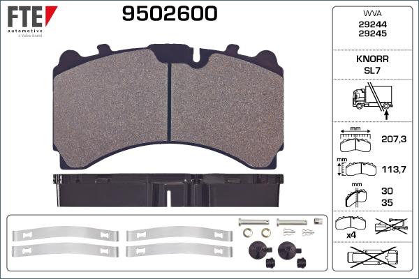 FTE 9502600 - Brake Pad Set, disc brake autospares.lv