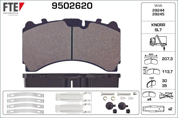 FTE 9502620 - Brake Pad Set, disc brake autospares.lv