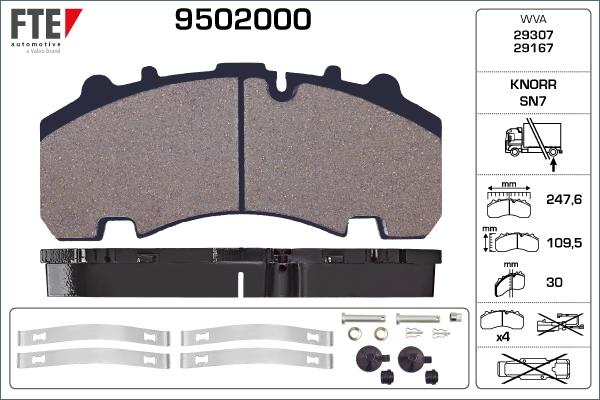 FTE 9502000 - Brake Pad Set, disc brake autospares.lv