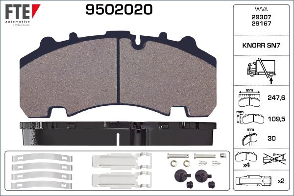 FTE 9502020 - Brake Pad Set, disc brake autospares.lv