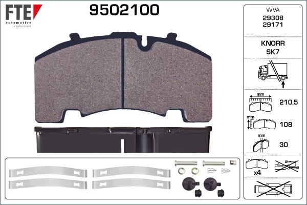 FTE 9502100 - Brake Pad Set, disc brake autospares.lv