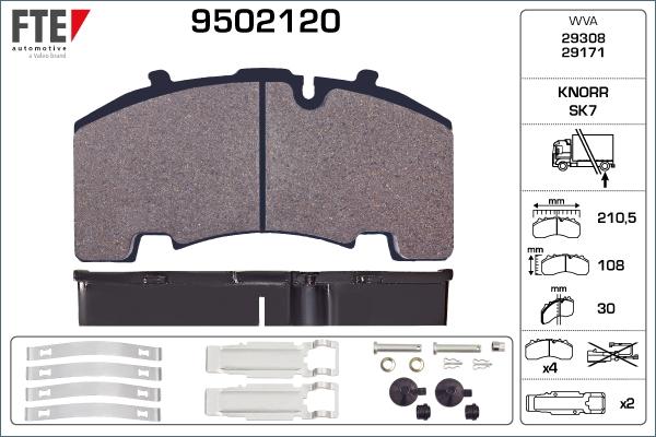 FTE 9502120 - Brake Pad Set, disc brake autospares.lv