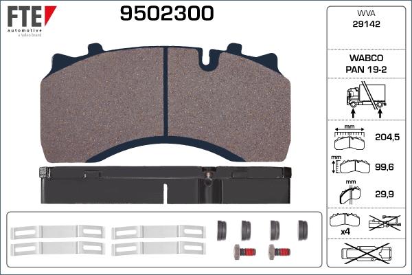 FTE 9502300 - Brake Pad Set, disc brake autospares.lv