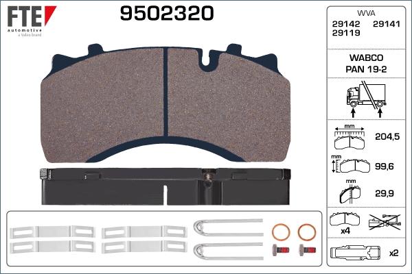 FTE 9502320 - Brake Pad Set, disc brake autospares.lv