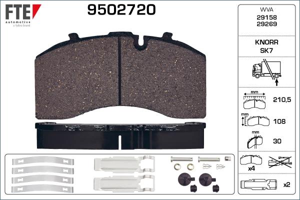 FTE 9502720 - Brake Pad Set, disc brake autospares.lv