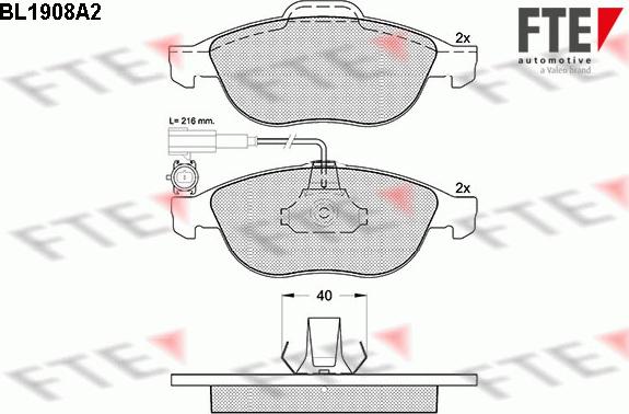 FTE BL1908A2 - Brake Pad Set, disc brake autospares.lv