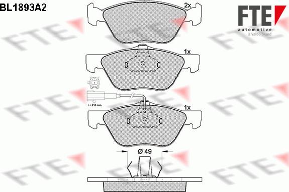 FTE 9010480 - Brake Pad Set, disc brake autospares.lv