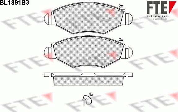 FTE BL1891B3 - Brake Pad Set, disc brake autospares.lv