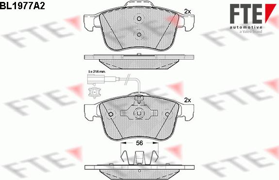 FTE BL1977A2 - Brake Pad Set, disc brake autospares.lv