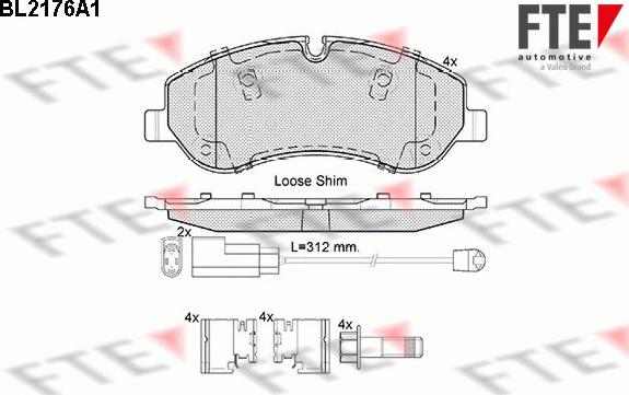 FTE BL2176A1 - Brake Pad Set, disc brake autospares.lv