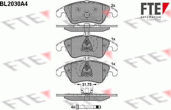 FTE 9010616 - Brake Pad Set, disc brake autospares.lv