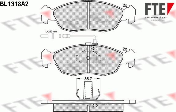 FTE BL1318A2 - Brake Pad Set, disc brake autospares.lv