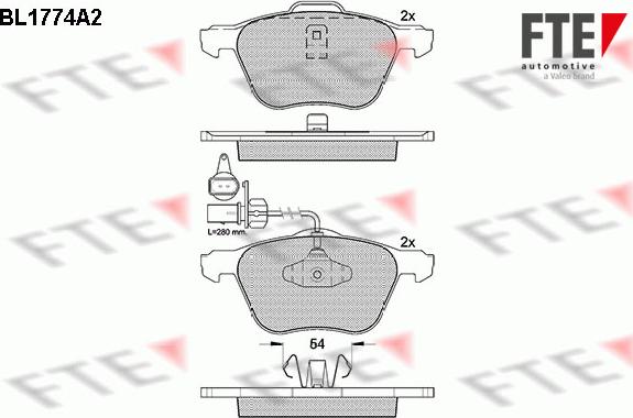 FTE BL1774A2 - Brake Pad Set, disc brake autospares.lv