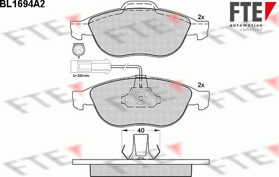 FTE BL1694A2 - Brake Pad Set, disc brake autospares.lv