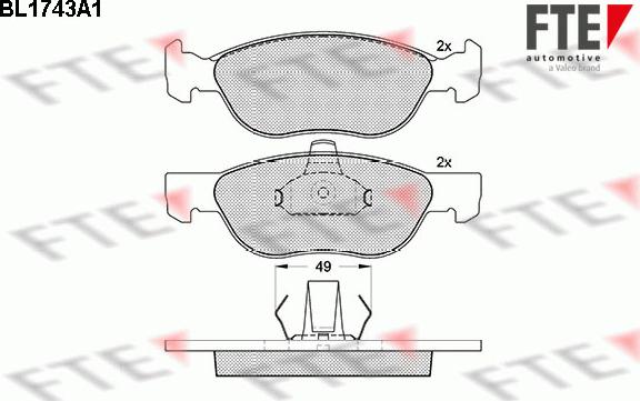 FTE BL1743A1 - Brake Pad Set, disc brake autospares.lv