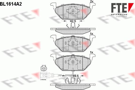 FTE BL1614A2 - Brake Pad Set, disc brake autospares.lv