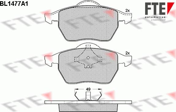 FTE BL1477A1 - Brake Pad Set, disc brake autospares.lv