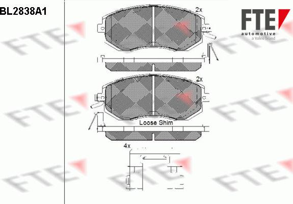 FTE BL2838A1 - Brake Pad Set, disc brake autospares.lv