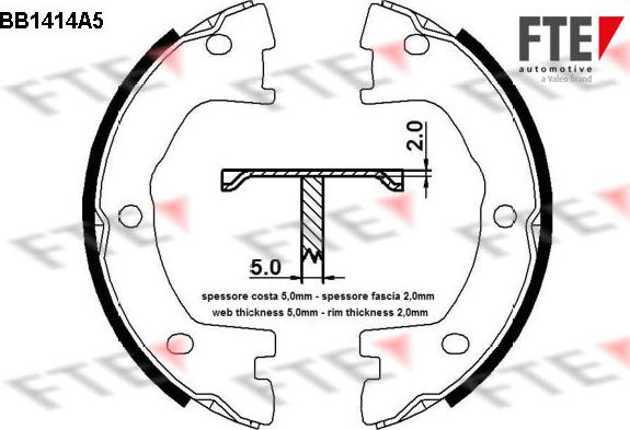 FTE BB1414A5 - Brake Shoe Set, parking brake autospares.lv